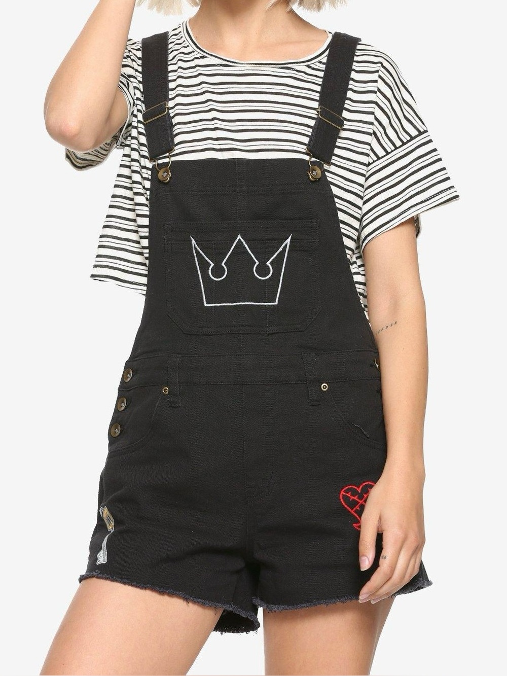 Disney Kingdom Hearts III Symbols Shortalls Hot Topic Exclusive XXL Black *READ